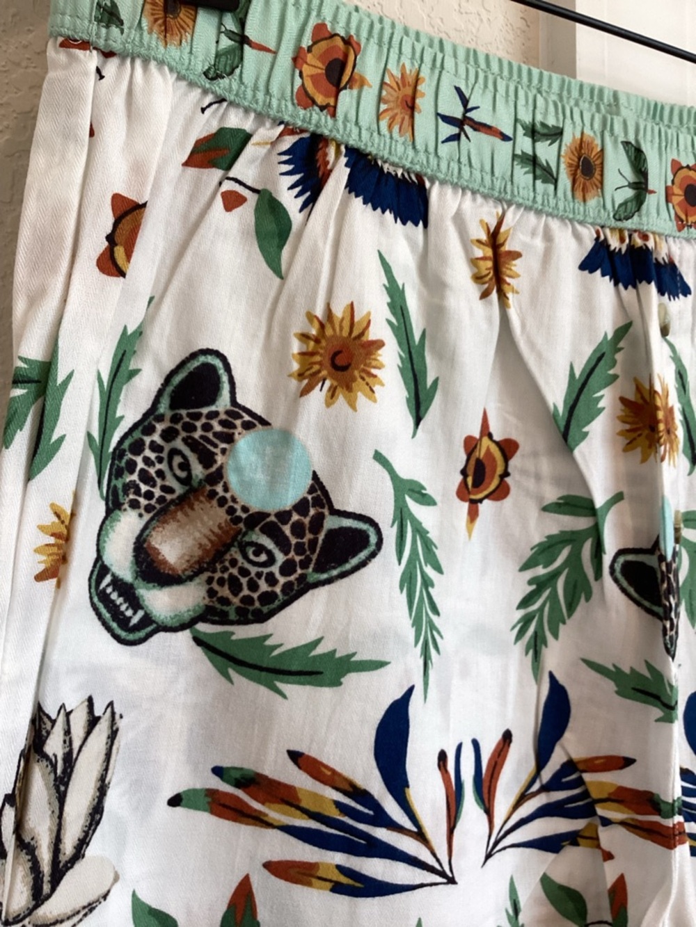 🐆Anthropologie Flannel Pajama Pants LyreBird Cloud New Small Floral Leopard - Picture 8 of 14